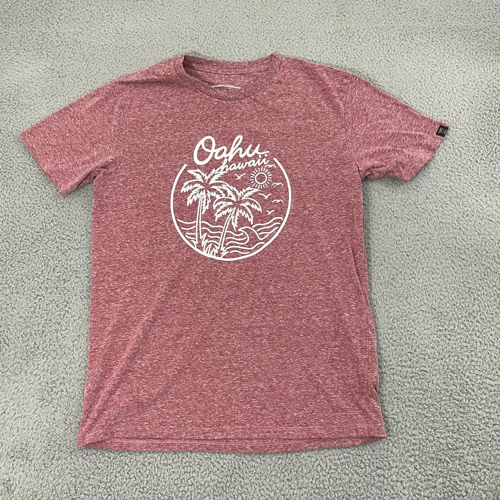 Oahu Hawaii Graphic T-Shirt Adult L Red Tourist Destination Beach Short Sleeve
